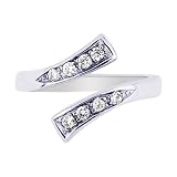 Sterling Silver Modern CZ Adjustable Bypass Toe Ring - JewelryWeb