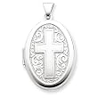 Sterling Silver Oval Cross Locket