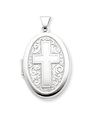 Sterling Silver Oval Cross Locket
