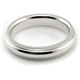 14K White Gold Men's & Women's Wedding Bands 4mm Milgrain comfort-fit