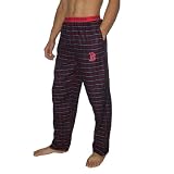 Mens MLB Boston Red Sox Plaid Cotton Thermal Sleepwear / Pajama Pants - Dark Blue & Red (Size: S)