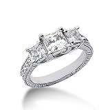 Search : 1.50 Ct Diamond Engagement Ring Three Stone Princess Cut Lucida Style SI3 H