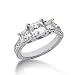 1.50 Ct Diamond Engagement Ring Three Stone Princess Cut Lucida Style SI3 H