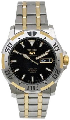 Seiko Mens SNZJ44 Two Tone Stainless Steel Analog with Black Dial Watch Seiko Mens SNZJ44 Two Tone Stainless Steel Analog with Black Dial Watch