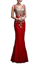 V-neck Beaded Lace Mesh Sequined Chiffon/Georgette/Satin Cocktail Mermaid Club Dress/Evening Dress/Homecoming Dress/Bridesmaid Dress/Prom Dress/Wedding Party Dress 