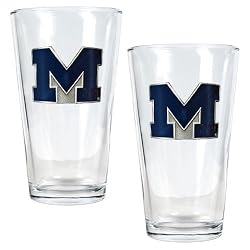Michigan Wolverines NCAA 2pc Pint Ale Glass Set by Great American Products