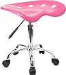 Vibrant Pink Tractor Seat and Chrome Stool [LF-214A-PINK-GG]