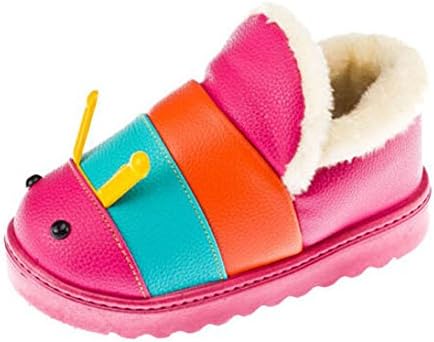 Baby Girls Infant Toddler Cute Caterpillar Winter Fur Shoes (10 M US Toddler, Hot Pink)