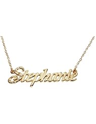 Name Necklaces Stephanie - Personalized Necklace Gold Plated 18K, Belcher Chain, 2mm Thick