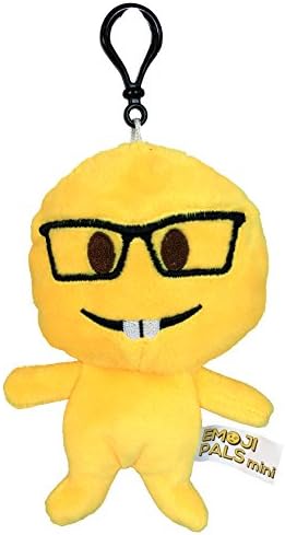 6" Emoji Pal Mini Smiley Nerdy Geek Emoticon Yellow Round Stuffed Plush Key Chain