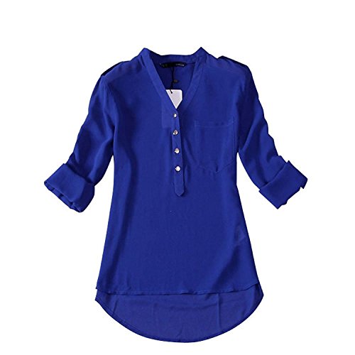 Coromose® Women V-neck Chiffon Long Sleeve Shirt Blouse
