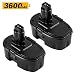 2Packs 18 Volt 3600mAh Replacement 18V Battery for Dewalt DC9096 DC9098 DC9099 DW9095 DW9096 DW9098 DE9038