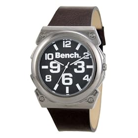 Bench Gents Black Dial Watch With Brown Strap
