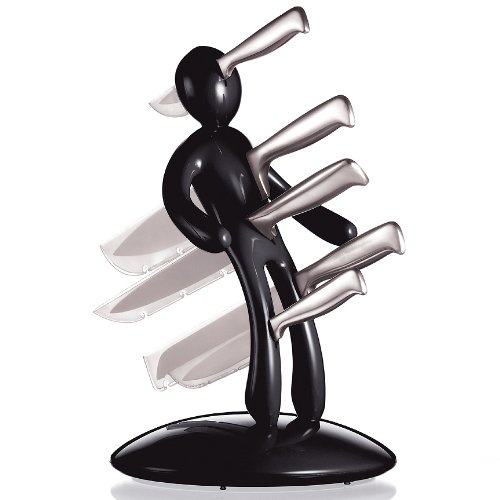The Ex 5-Piece Knife Set with Unique Black Holder Designed By Raffaele Iannello