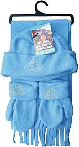 Kids Winter Fleece Hat, Scarf, Mitten 3PK Set (Blue)