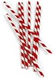 Kikkerland Biodegradable Paper Straws, Red and White Striped, Box of 144