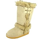 Qupid Oakley Beige Furry Faux Fur Mukluk Boots