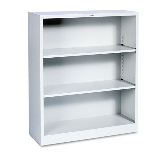 Metal Bookcase, 41 High, Two Adjustable, One Fixed Shelf, Light Gray (HONS42ABCQ)