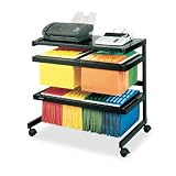 Dual-Level Rolling File w/Worktop, 31w x19-7/8d x 29-1/8h, Black