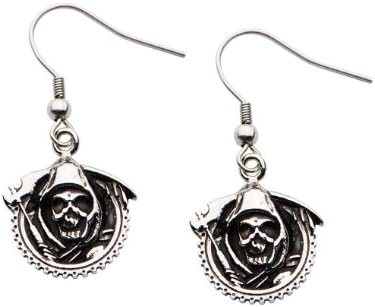 Sons of Anarchy Stainless Steel Grim Reaper Dangle Earrings