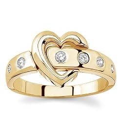 18k White Gold or Yellow Gold Diamond Heart Ring