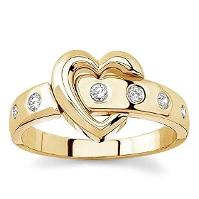 18k White Gold or Yellow Gold Diamond Heart Ring