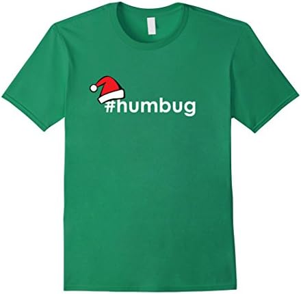 Men's #humbug shirt, Funny Bah Hum Bug Christmas Santa Hat Gift Large Kelly Green