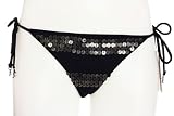 JUICY COUTURE Women's Y24405 Black Sequin String Bikini Bottom, Small
