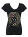 Women's Woman with Red Flower in her Hair Rhinestone Bling V-Neck T-Shirt