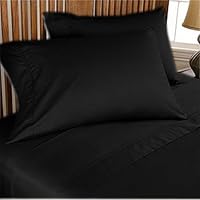 600 Thread Count Egyptian Cotton Duvet Set with 2 Pillow Shams, King , Black Solid