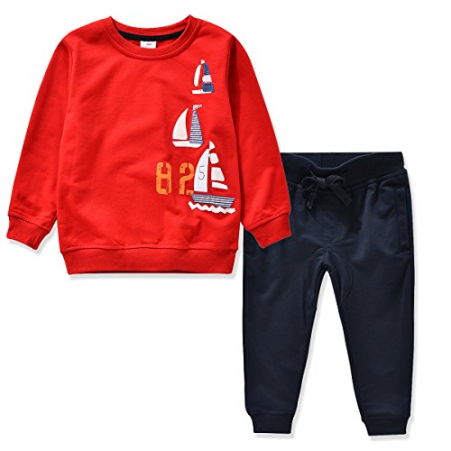 Miniowl Kids Boys Clothing Sets Ship Pattern Long Sleeve T-shirt Pants 2T-6T