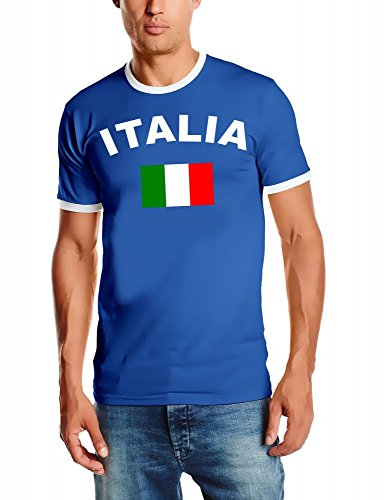 EM 2016 Italien Fußball T-SHIRT TRIKOT mit Deinem NAMEN + NUMMER ! HERI Ringer Blau Gr.L