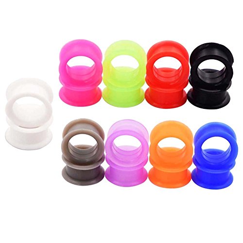 Longbeauty 9 Pair Silicone Ear Skins Gauges Plugs Expander Tunnels-Soft Flesh Tunnels 20MM 9 Colors