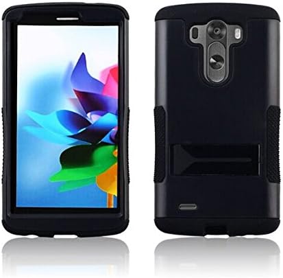Allmet TM Multi Color LG G3 D850 Heavy Duty Rugged Impact Hybrid Case Cover; Black Hard Gear Fusion stand Case Cover Kickstand Protective Case for LG G3 D850 (Black)