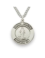 St. Martha, Patron of Homemakers, Sterling Silver Engraved Round Medal Christian Jewelry Patron Saint Patron Saint St. Medal Catholic w/Chain 18" Length