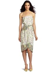 Strapless Polyester/Satin/Silk Elasticized   Waistline Wrap Belted  Dress