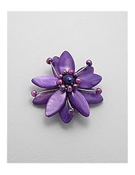Flower Dyed Mother of Pearl Brooch In White Base