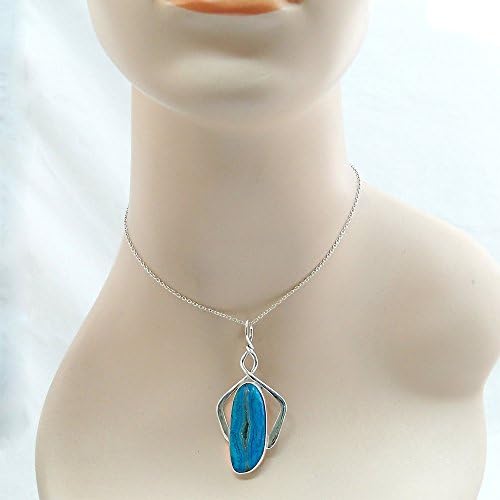 Druzy Chrysocolla and Sterling Silver Pendant pchrj2588