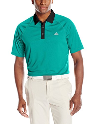 adidas Golf Men's Climachill 3-Stripes Polo Shirt, EQT Green/Black, Small