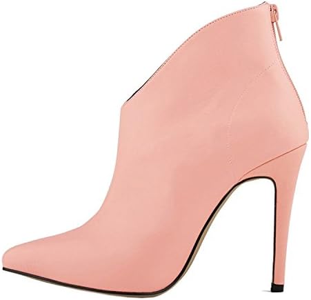 shiybugou Womens Elegent And Simple Zip Slip On Pointed Toe Stiletto High Heel Pump Shoes Pink8 B(M) US attractive design