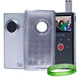 Flip Mino HD 2nd Generation Flip Video TPU Rubberized Gel Camera Skin-- ( SMOKE ) + Vangoddy tm, Live*Laugh*Love wrist band!!!