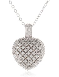 CZ by Kenneth Jay Lane "Traditional Collection" Double Sided Pave Heart 12 cttw Pendant Necklace, 16"+2"