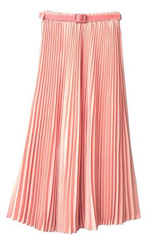 Women Pleated Retro Elastic WaistBand Belt Chiffon Maxi Long Full Skirt