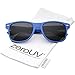 zeroUV - Modern Wide Arms Neutral Colored Square Lens Horn Rimmed Sunglasses 52mm (Blue/Smoke)