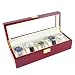 Rosewood Wood Watch Box Storage Display Glass Top Watch Case Holds 5 Watches