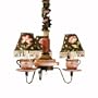 3 Arm Pink Green and Chocolate Teacup Chandelier