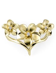 Plumeria Pendant with Diamonds in 14K Yellow Gold