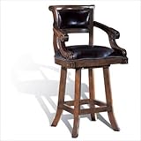 Leather Swivel Counter Stool in Dark Brown