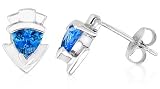 Trillion Cut London Blue Topaz Earrings Sterling Silver