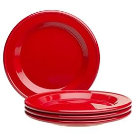 Emile Henry Provencal Cerise Red 8-Inch Salad/Dessert Plates, Set of 4